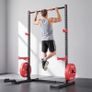 Multifunctional Squat Rack for Home Gym Power Cage Rack Width-Adjustable Workout Strength Training Equipment with 6 Band Pegs, Landmine Attachment & Safety Bars for Bench Press Squats Pull-Up Image 8