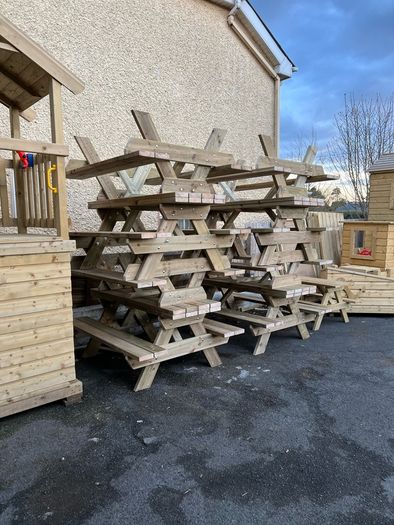 picnic benches