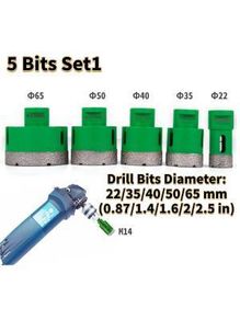 5 Bits-1 Blade Diamond Hole Saw Drill Bit & 1.4mm Thickness Blade M14 Mounting Thread W/ Case for Drilling Tile Granite Marble Porcelain