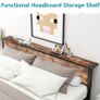 Double Bed Frame Metal Platform Bed Frame with Wood Headboard/Mattress Base/Underbed Storage/No Box Spring Needed/Black Image 6
