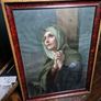 Vintage 1934 large print Mater Dolorosa glass wood framed Image 8