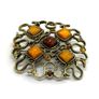 Rare Vintage Gold Tone Amber Brooch Image 2
