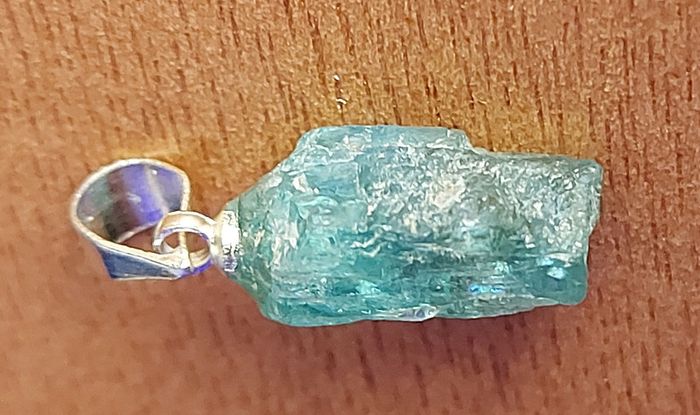 5.5ct Blue Apatite Crystal on 925 Silver bail