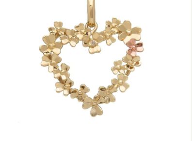 House of Lor Solid Gold & Diamond Love Shamrock Necklace