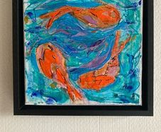 Framed Original contemporary Painting  Koi fish Fish psinting Dublin Original Gift
