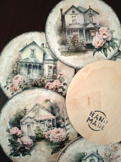 Set of 6 Wooden Coasters in a Box
