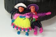 Vintage Peruvian Worry Doll Couple  Pin Brooch Lapel Miniature 3CMS