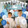 Holy Communion Decorations for Boy, Blue First Holy Communion Decorations Confirmation Decorations, Cross, Pigeon Banner Pennant Bunting, Balloons,Cake Topper for Boys Communion Christening Gift Image 6