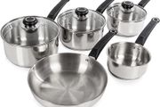 Induction Frying Pan and Saucepan Set With Lids, Stay Cool Handles, Themocore Technology, Stainless Steel Pan Set, 5 Piece