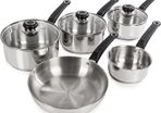 Induction Frying Pan and Saucepan Set With Lids, Stay Cool Handles, Themocore Technology, Stainless Steel Pan Set, 5 Piece