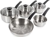 Induction Frying Pan and Saucepan Set With Lids, Stay Cool Handles, Themocore Technology, Stainless Steel Pan Set, 5 Piece