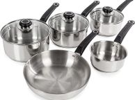 main image for ad Induction Frying Pan and Saucepan Set With Lids, Stay Cool Handles, Themocore Technology, Stainless Steel Pan Set, 5 Piece