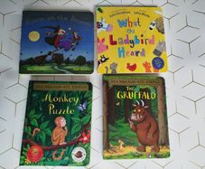 Julia Donaldson thick pages books. Monkey puzzle, what the ladybird herd, room on the broom, and the gruffalo