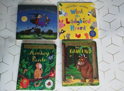 Julia Donaldson thick pages books. Monkey puzzle, what the ladybird herd, room on the broom, and the gruffalo