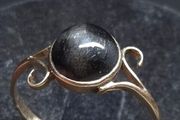 Antique 14K Solid Gold Star Diopside Ring Rare Black Asterism Cabochon