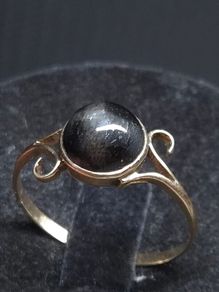 Antique 14K Solid Gold Star Diopside Ring Rare Black Asterism Cabochon
