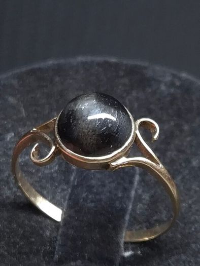 Antique 14K Solid Gold Star Diopside Ring Rare Black Asterism Cabochon