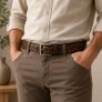 Unisex Genuine Leather Belt Vintage Embossed Design with Antique Buckle Casual & Formal Waist Belt Image 9