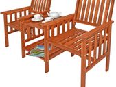 Garden chairs with integrated Table Weatherproof, 2 Shelves in Solid Acacia Wood
