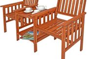 Garden chairs with integrated Table Weatherproof, 2 Shelves in Solid Acacia Wood