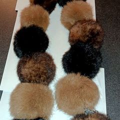 Real fur pompom stole 100cm with label