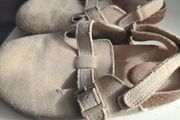 Girls Beige Suede Clogs / Sandals