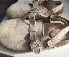 Girls Beige Suede Clogs / Sandals