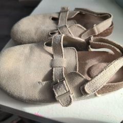 Girls Beige Suede Clogs / Sandals