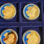 European Union 1998 2000 Gold Plated Proof Coin Medal Lot of 12 in Mahogany Holder 40mm Image 3