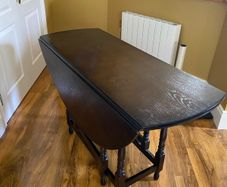 Folding Round Dining Table in Solid Dark Oak