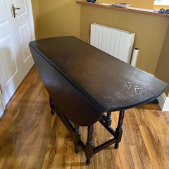Folding Round Dining Table in Solid Dark Oak