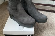 boots grey suede effect wedge sock boots size 41