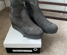 boots grey suede effect wedge sock boots size 41