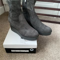 boots grey suede effect wedge sock boots size 41