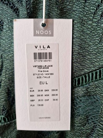 Lace top (bottlegreen colour) Size L