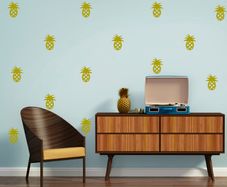 Pineapple Wall Decal, Pineapple Wall Stickers, Pineapple Pattern, Party Decor, Vinyl Decal Set, Wall Art, Unique Gold Decor