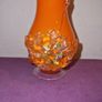 1960's Orange ruffled blown glass vase Image 2