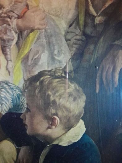 Stunning antique oleoghraph in heavy frame,family portrait of Rudolf von Arthaber