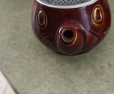 Vintage SYLVAC 1950s Teapot Tea Strainer  Holder, Novelty Funny Face Tea Strainer  Holder, Brown Glazed Teapot Tea Strainer  Holder. Teapot Tea Strainer Holder, Novelty Funny Face Tea Strainer, Brown Glazed Tea Pot