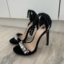 River Island Black Suede Crystal Heels Image 2