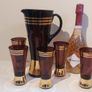 Fabulous Vintage Retro Mid-Century-Modern Hand Blown Tall Glass Pitcher with Four Matching Hi-Ball Glasses in Purple/Amethyst Glass with Rose Gold Gilt Banding - Prosecco Not Included! Image 10