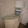 Textured Stone Base Glass Console Table Image 3