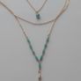 Gold Tone Layered Turquoise Bead Necklace Image 3