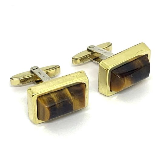 Mid century silver tigers eye cuff links