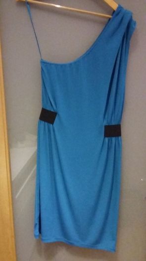 Worn Once, One Shouldered Teal Oasis Dress