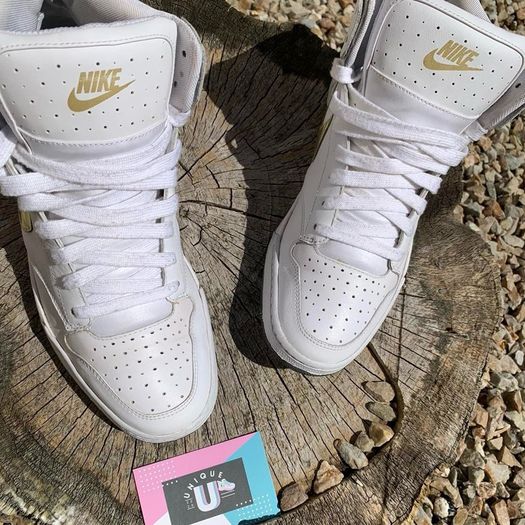 Premium Vintage White Nike with Gold Mid High