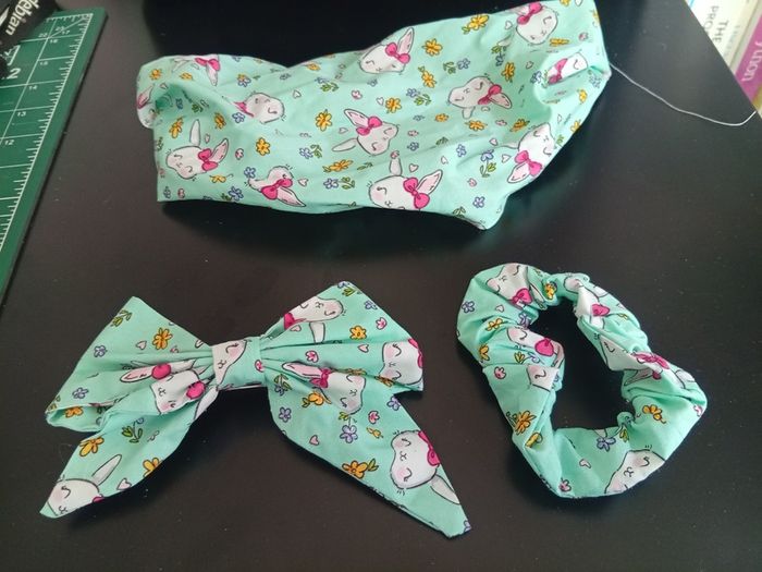 Handmade 3 Items Set: Bandana, Scrunchie and Bow