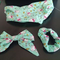 Handmade 3 Items Set: Bandana, Scrunchie and Bow