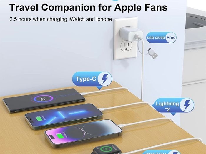 4-in-2 Apple Watch Charger Cable for Apple Watch/iPhone/Airpods, Watch Magnetic Charging Cable with iWatch Series SE/8/7/6/5/4/3/2 - Wireless Travel Watch Charger for AirPods 1/2/3/Pro&iPad Series