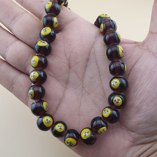 Vintage Venetian African Style Face Glass Beads Necklace 20 inches long